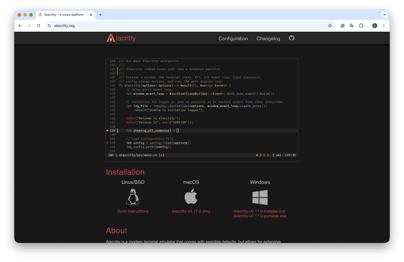Alacritty Terminal app for Mac