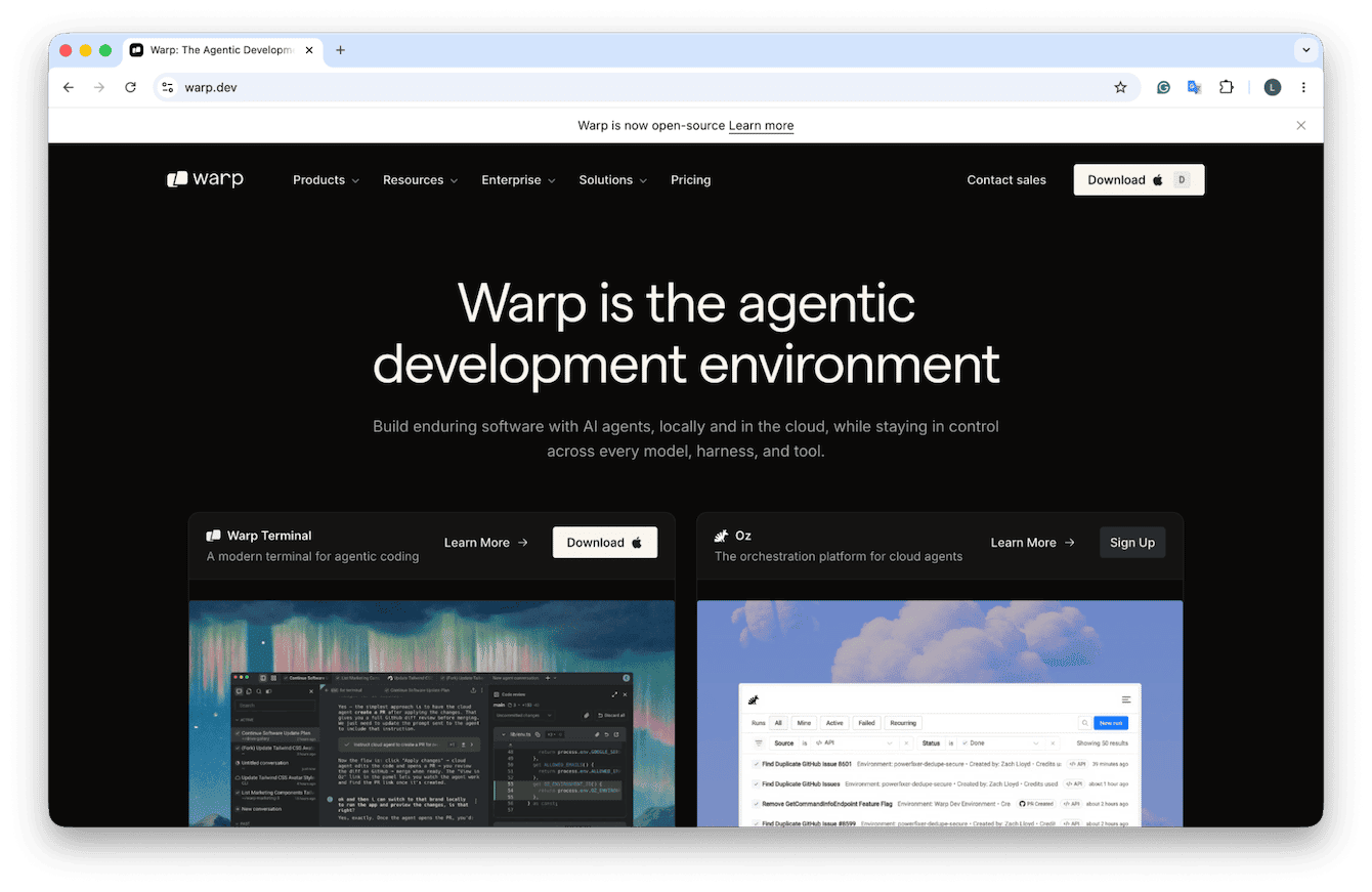Warp Terminal app for Mac