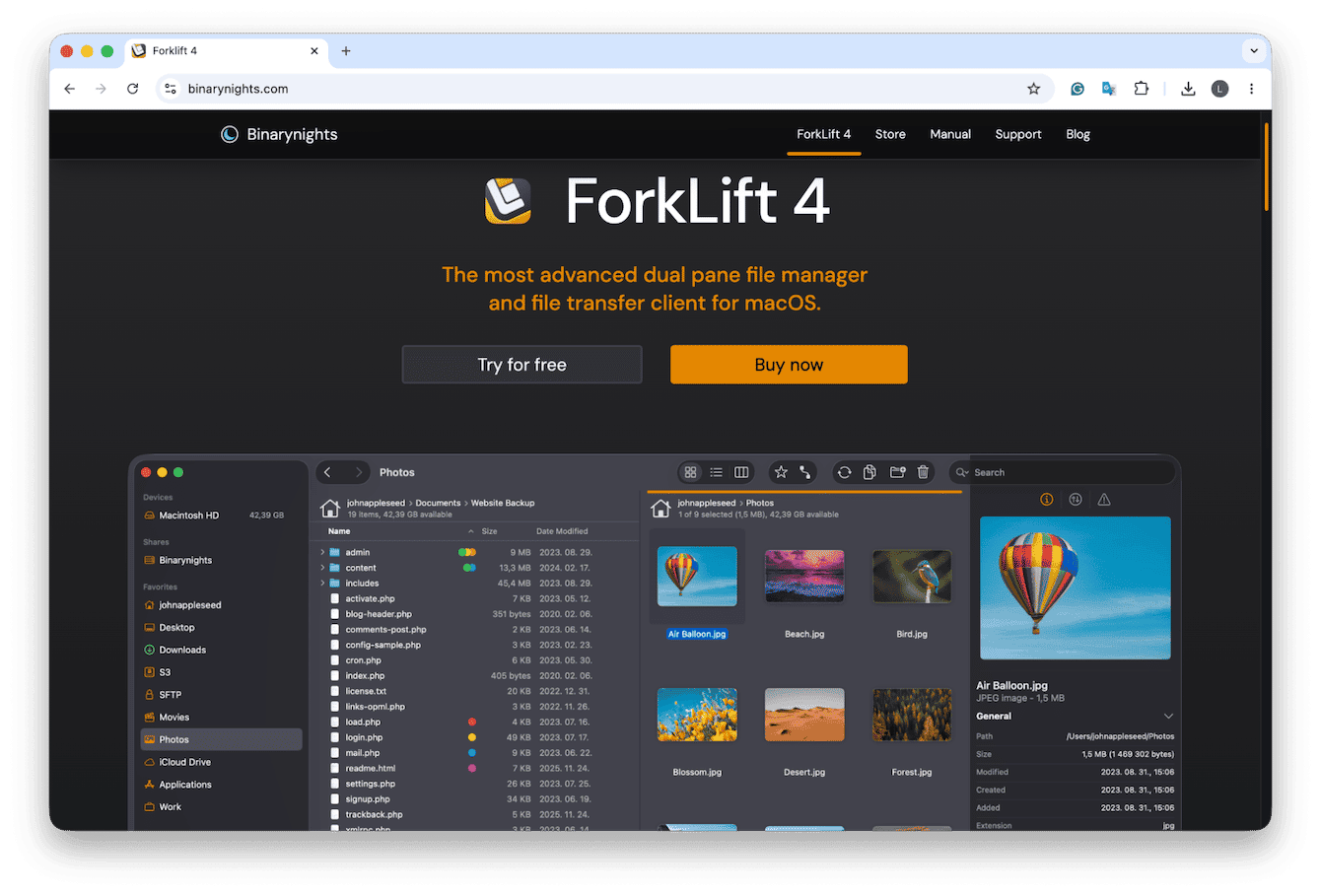 ForkLift tool for file management
