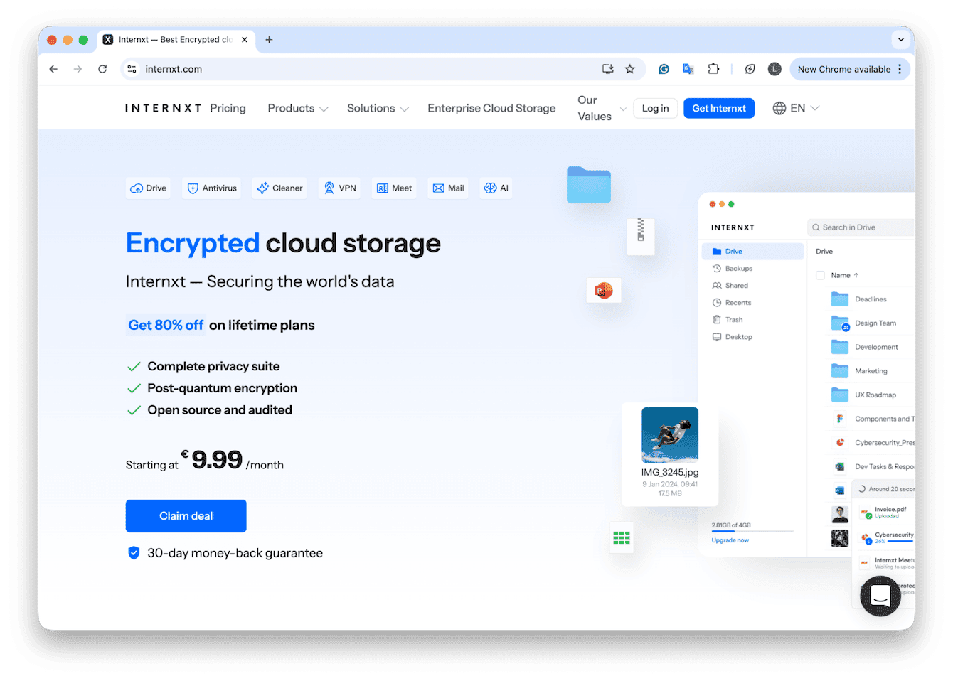 Internxt encrypted cloud storage