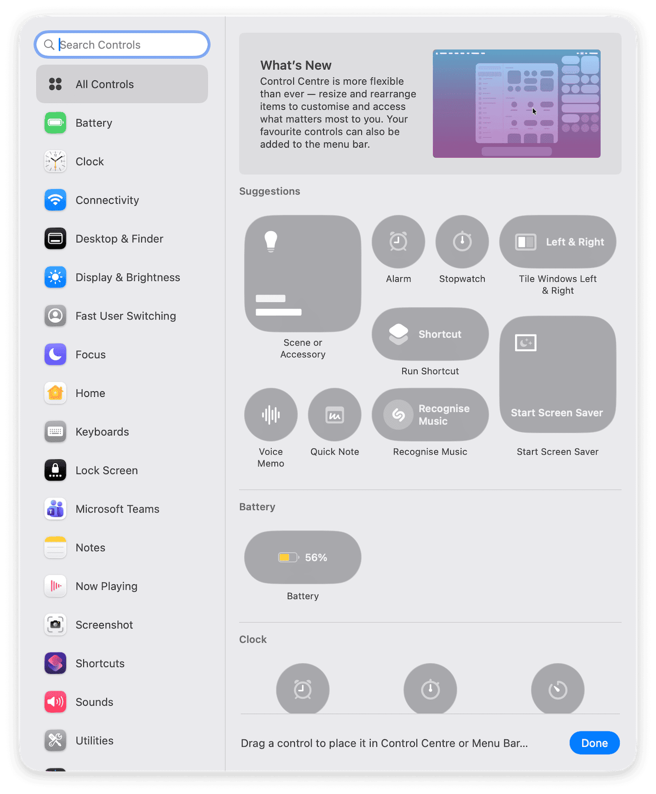 Control Centre on Mac
