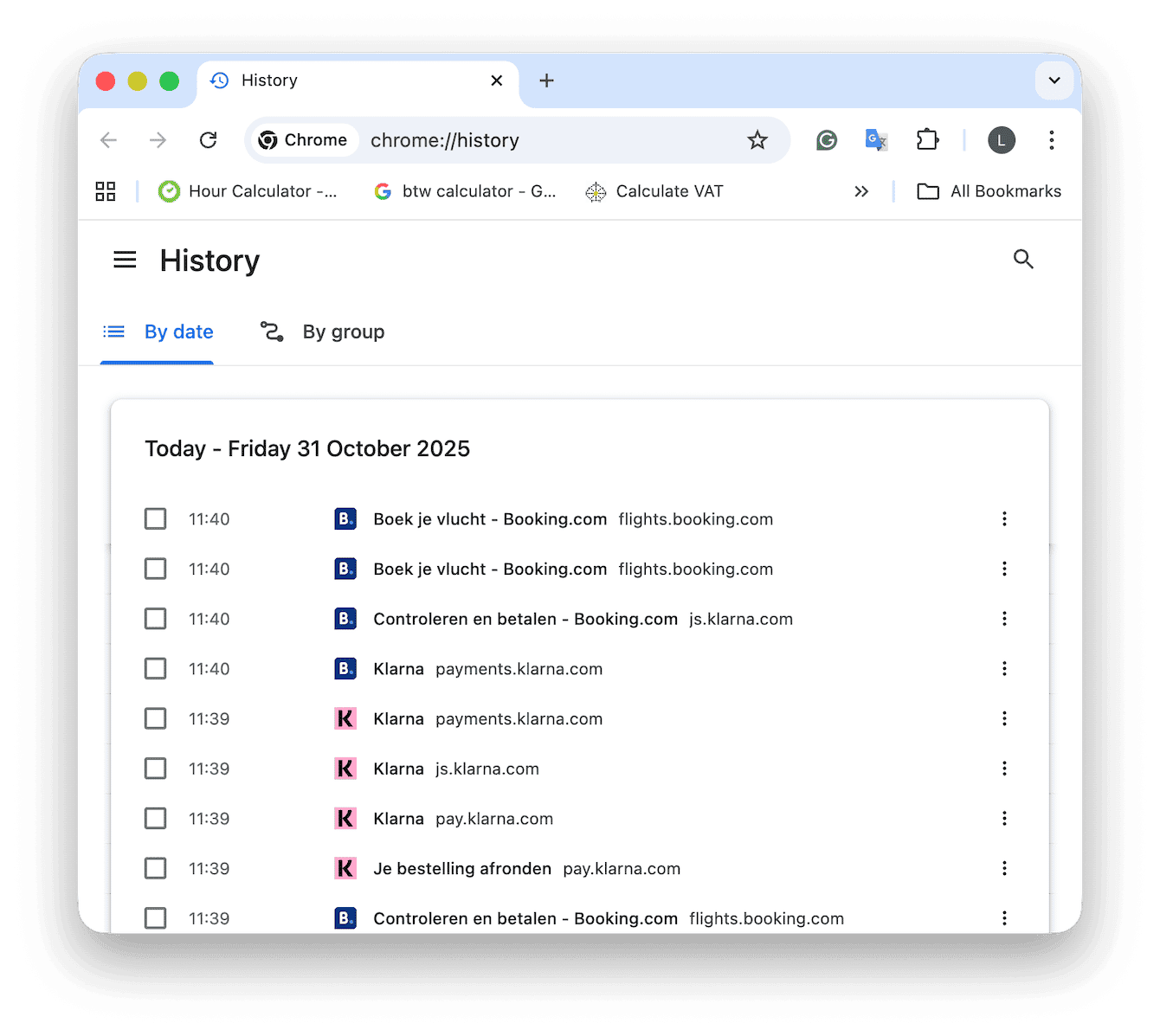 Chrome browsing history