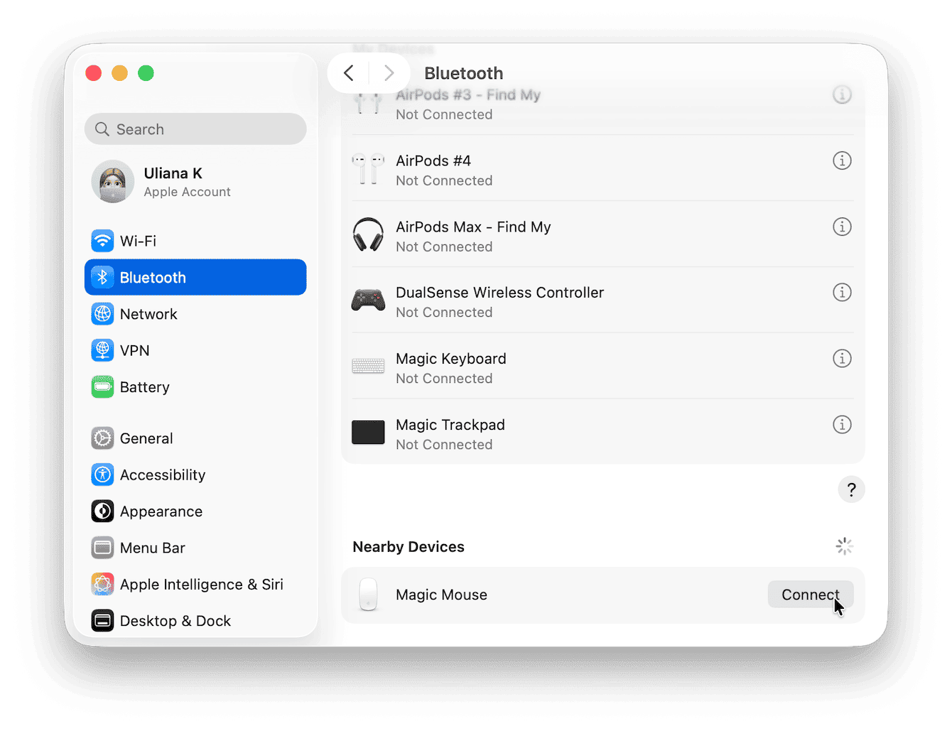 Select Magic Mouse and complete pairing