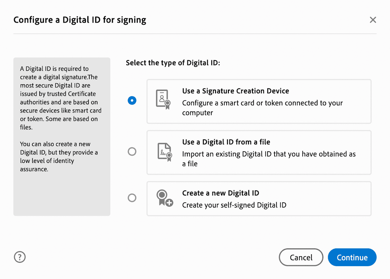 Creating a digital signature certificate