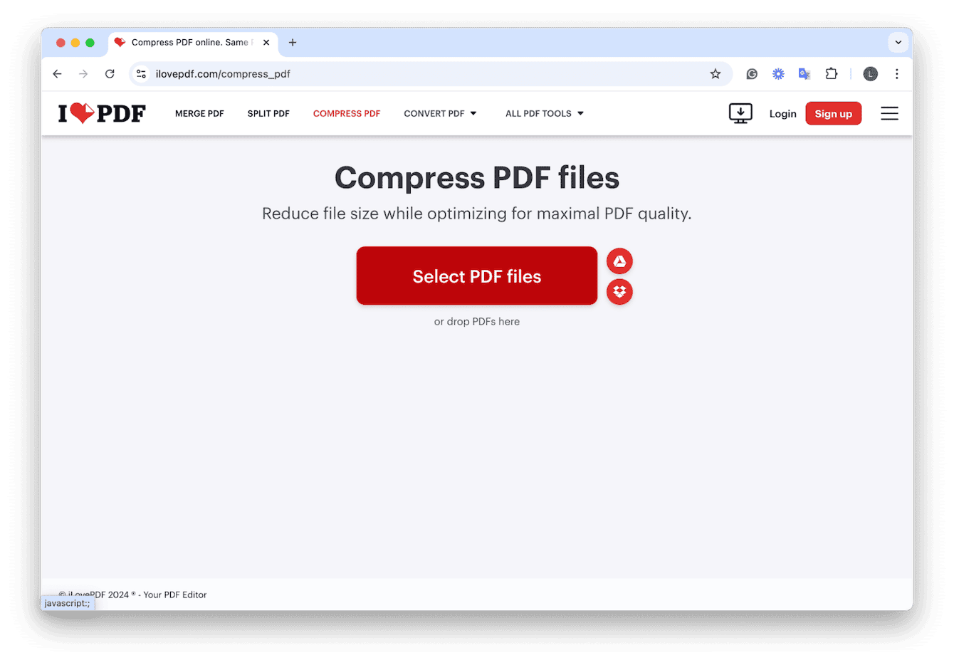 Online PDF compression tool