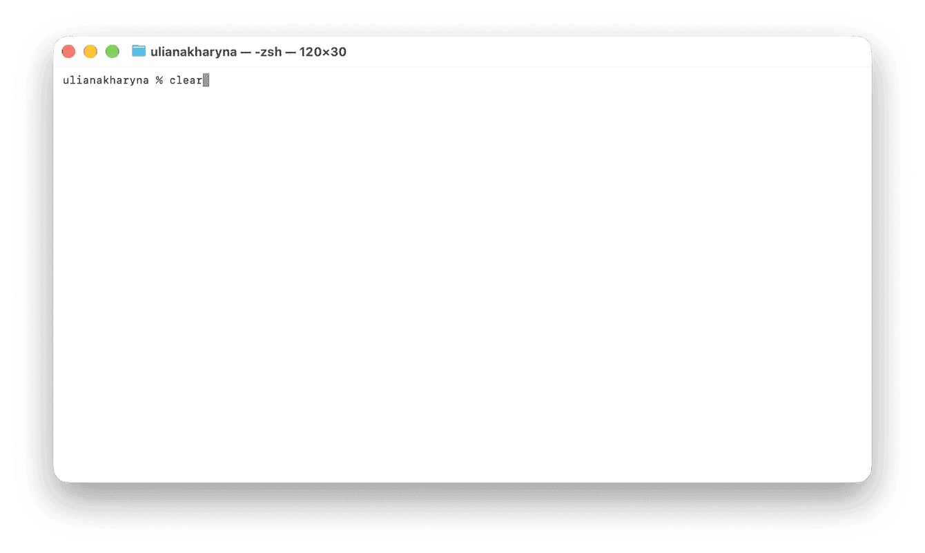 Terminal window on Mac with the clear command typed