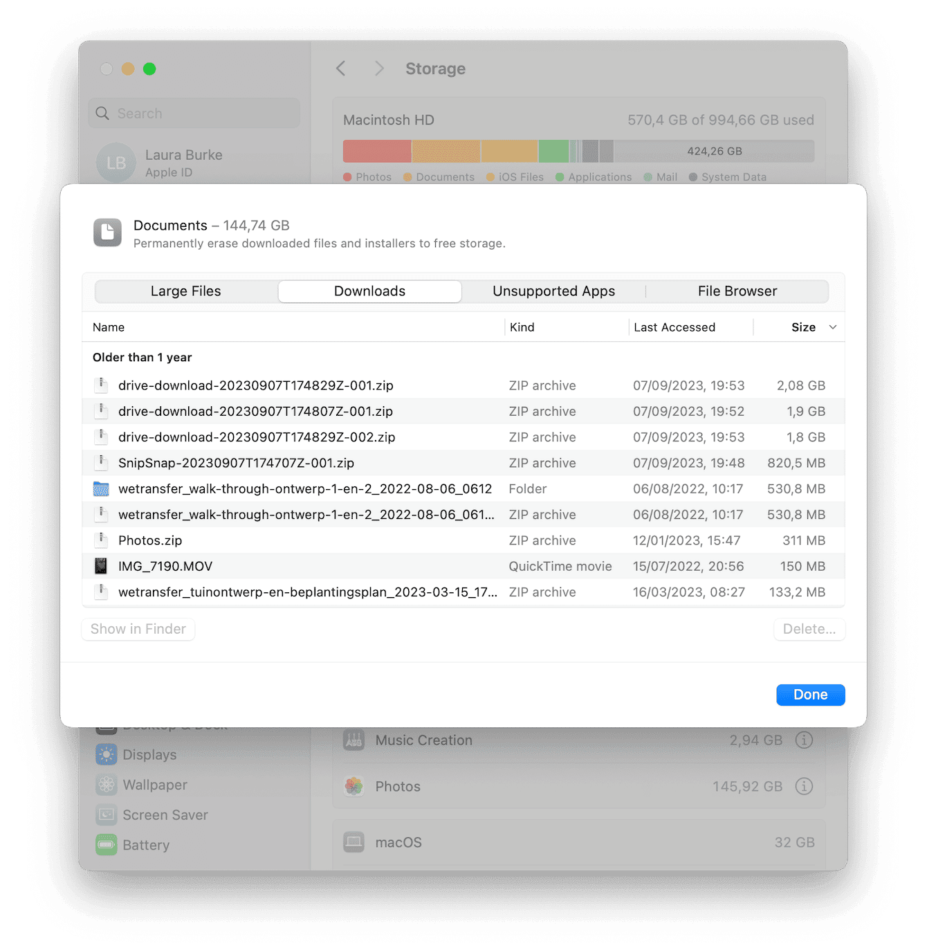 Storage &ndash; list of native apps and services