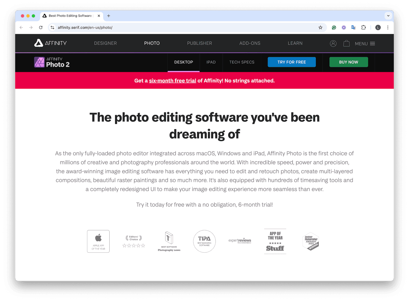 Affinity Pro photo editing software