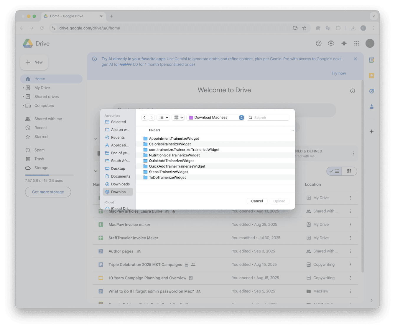 Google Drive to backup Mac
