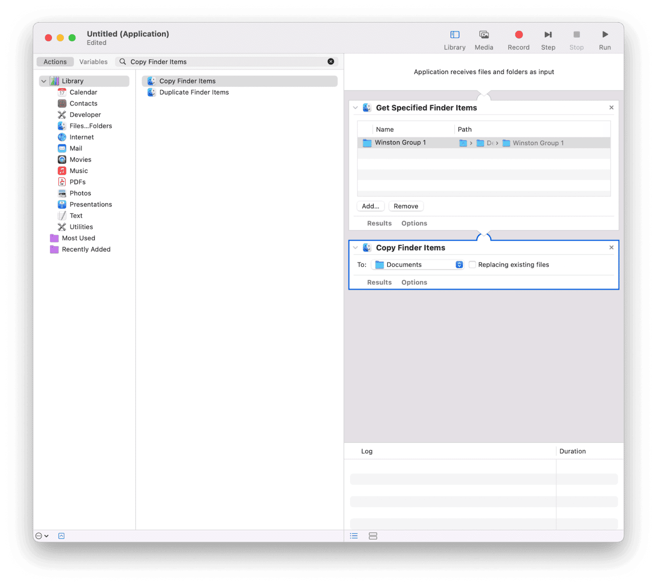 Automator Script for customized backup