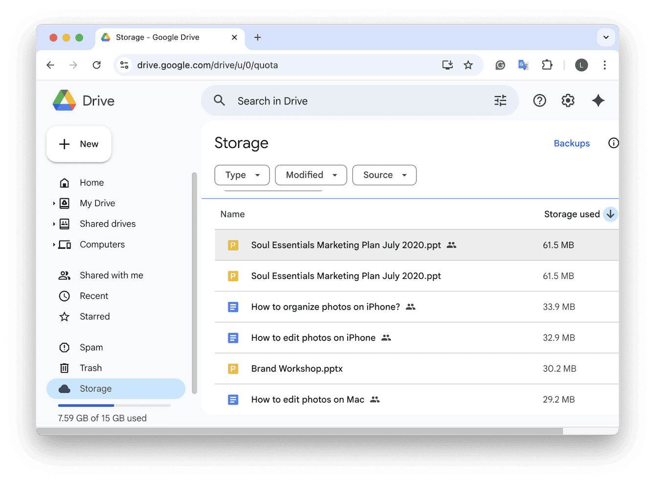 Clear storage to declutter