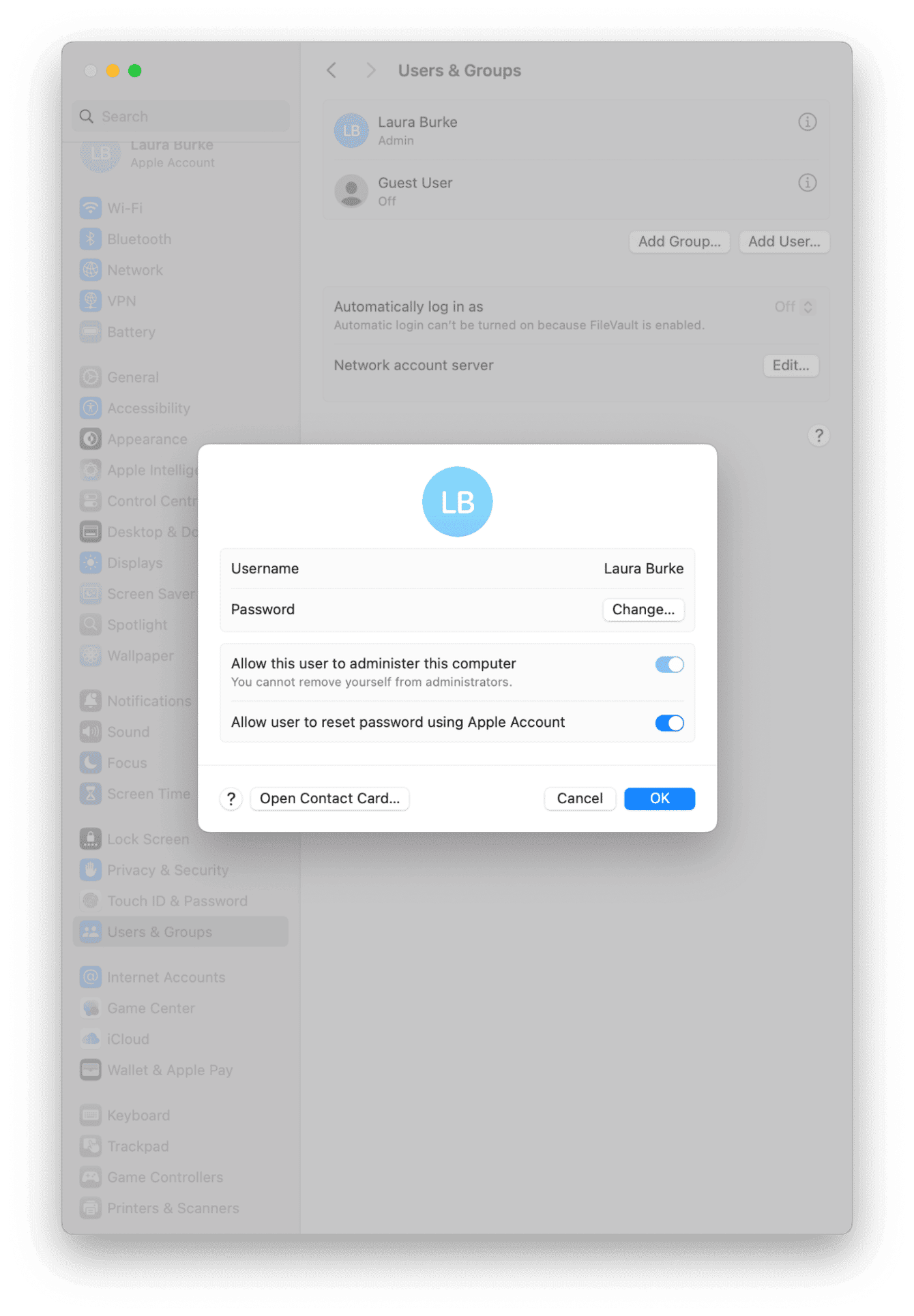System Settings > Users & Groups