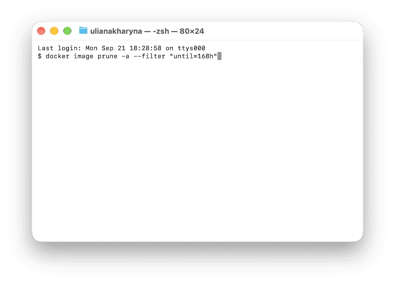 Terminal command removing Docker images older than one week