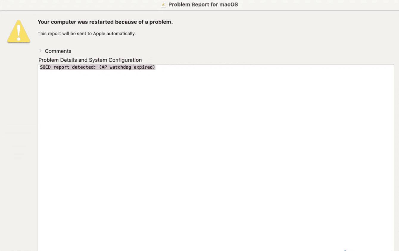 SOCD report detected on Mac