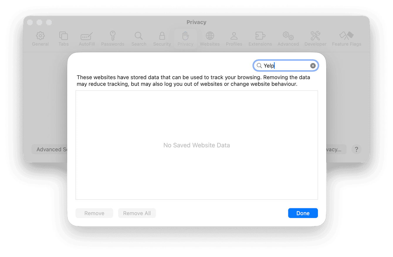 Clear cache and website data for the problem site only