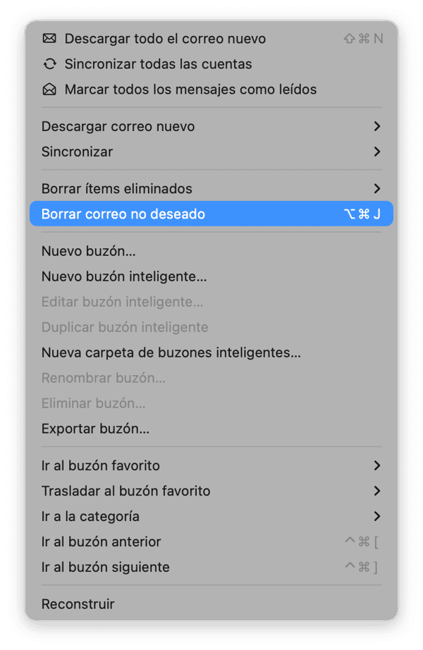 Borra el correo no deseado y los &iacute;tems eliminados