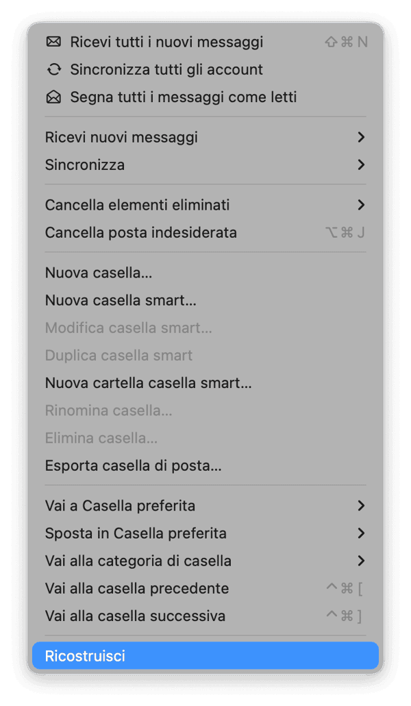 Seleziona una casella dalla barra laterale a sinistra