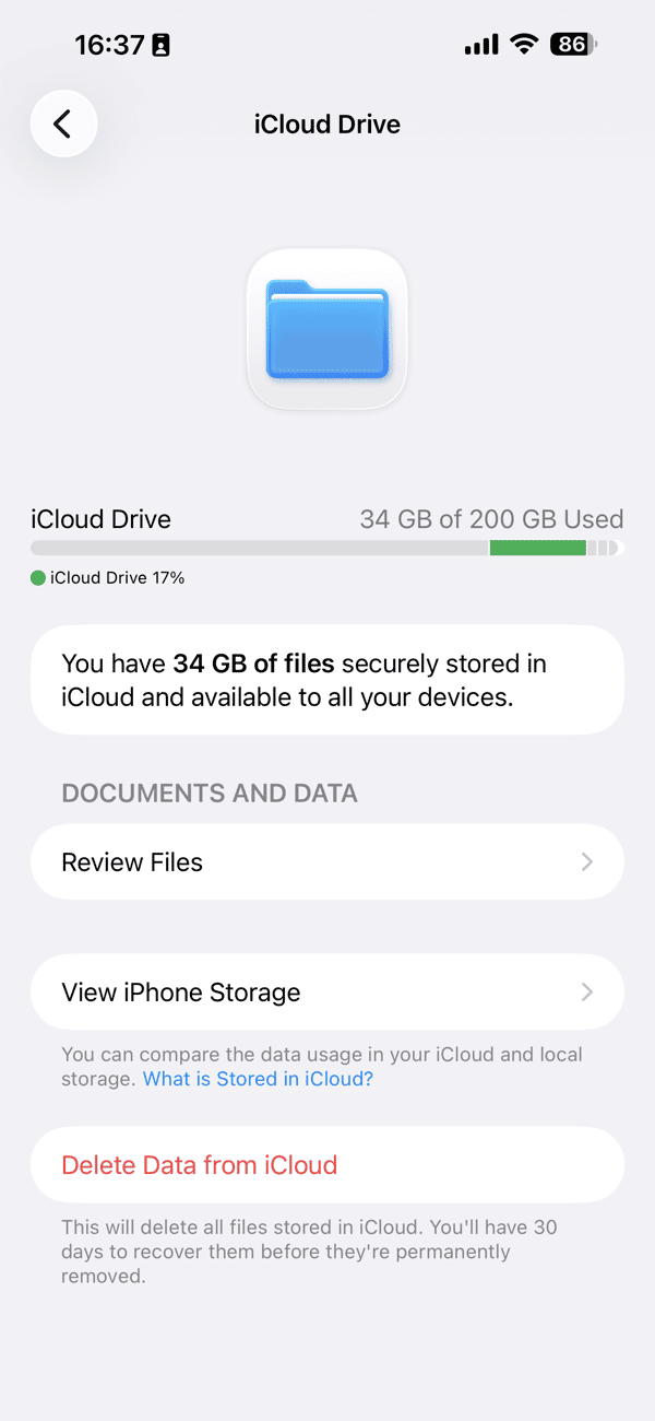iCloud Drive on iPhone
