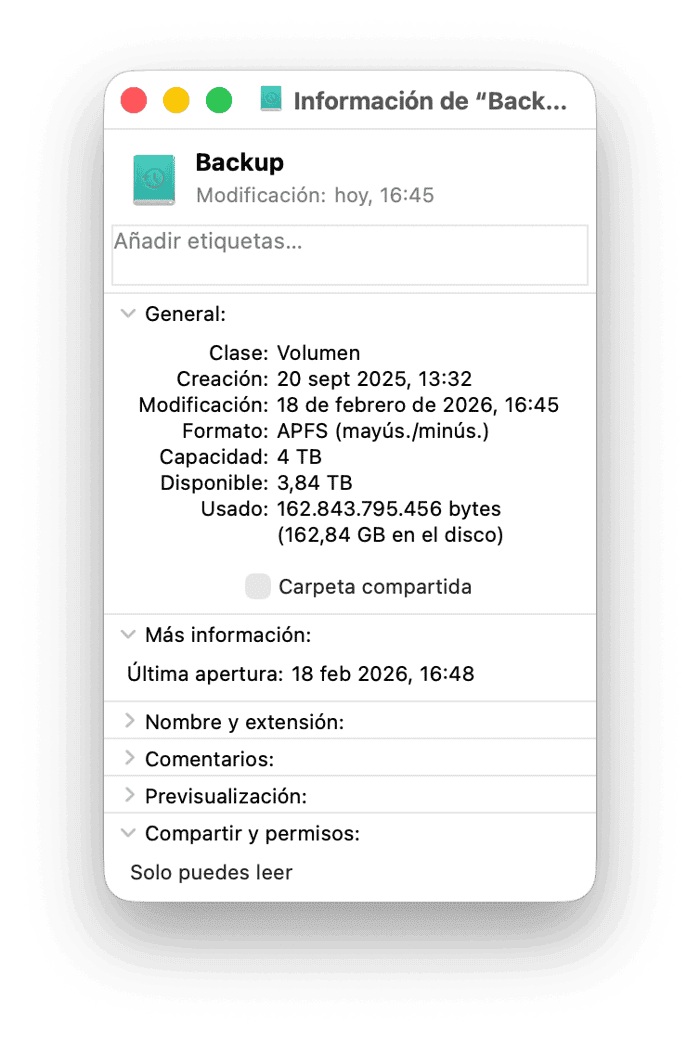 cambiar la propiedad del disco