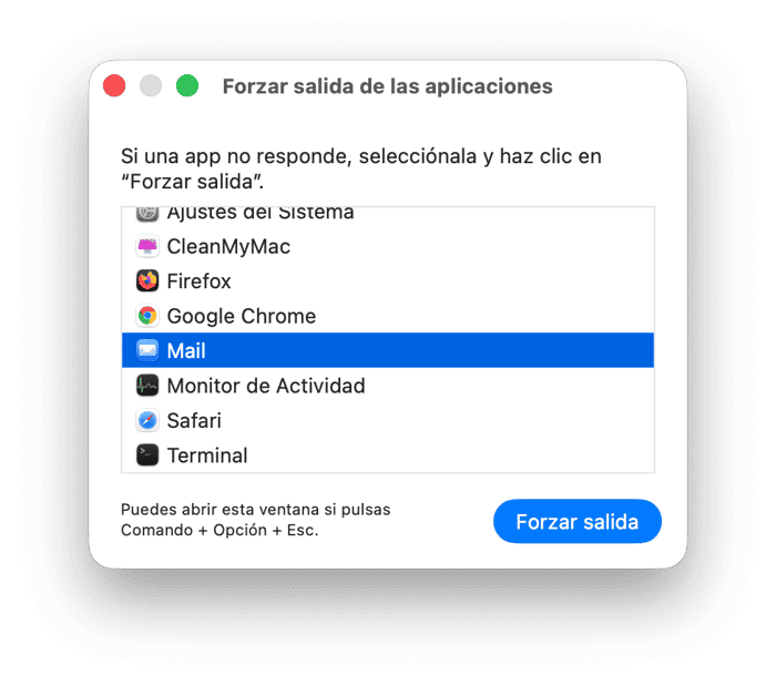 Reinicia la app Mail y tu Mac
