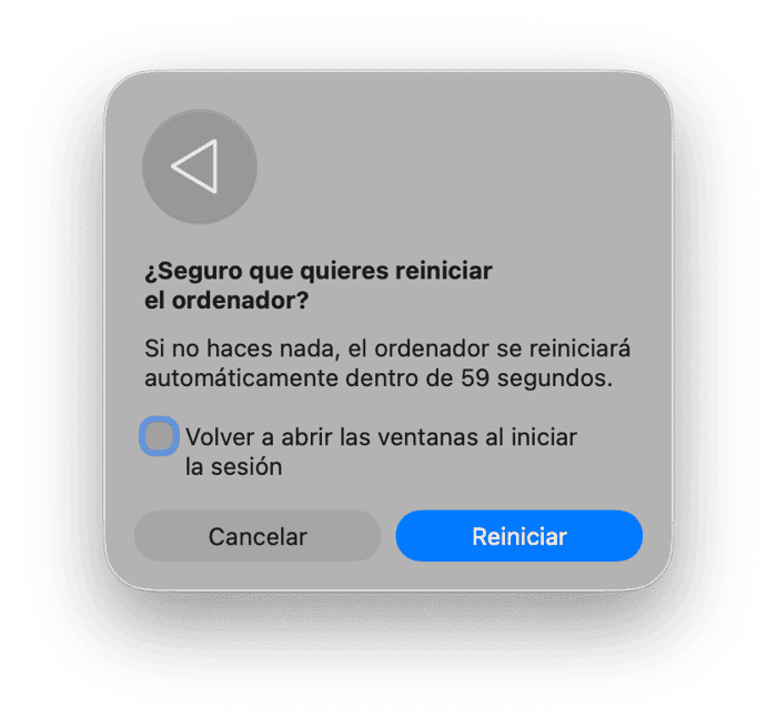 Selecciona el men&uacute; principal de Apple > Reiniciar