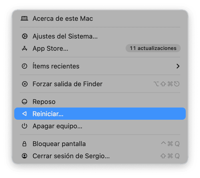 Reinicia el Mac