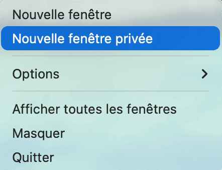 Nouvelle fen&ecirc;tre priv&eacute;e