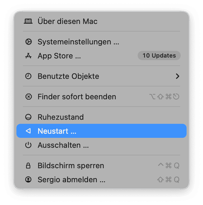Starten Sie Ihr MacBook neu