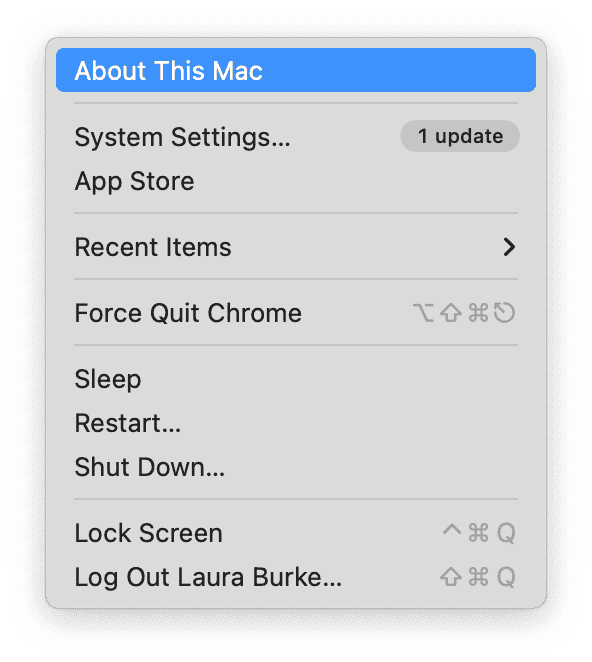 main Apple menu > About This Mac