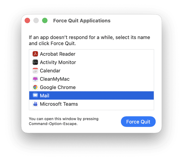 Force quit unresponsive apps