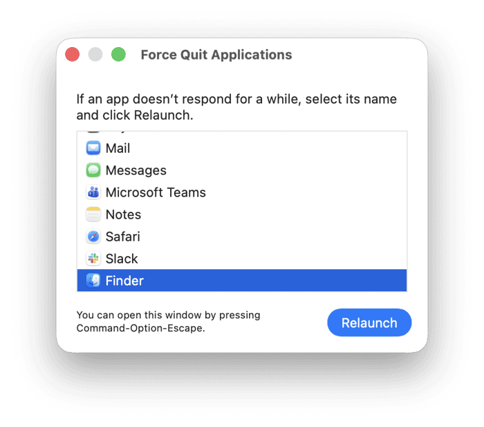 Relaunch Finder and Mail, then rebuild the connection