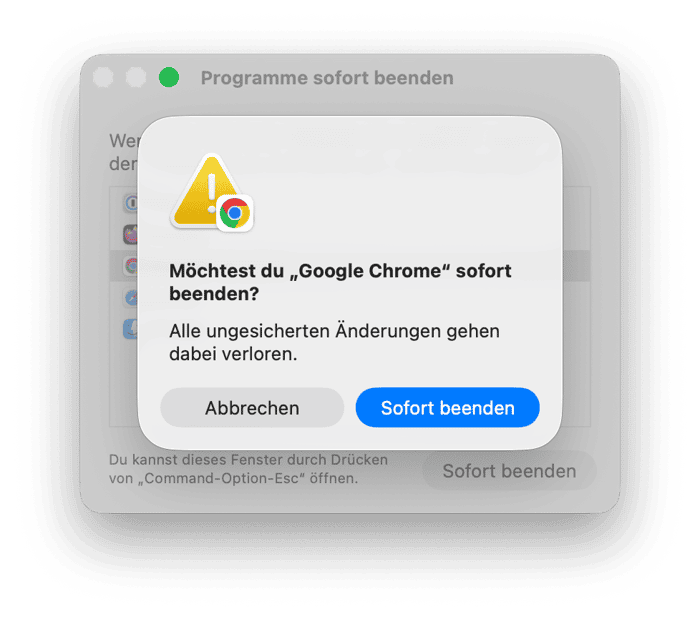 Beenden Sie Chrome und starten Sie den Browser neu