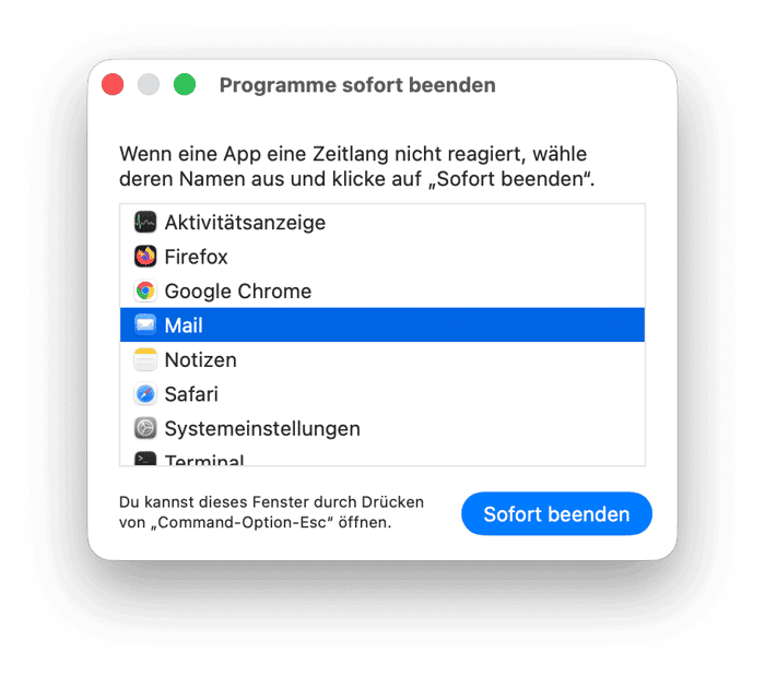 Starten Sie die Mail-App und Ihren Mac neu