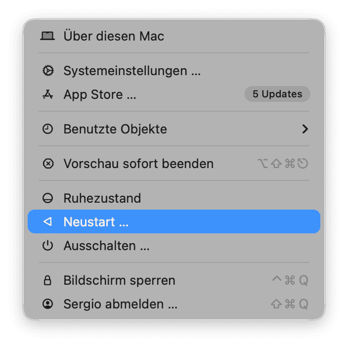 Mac neu starten