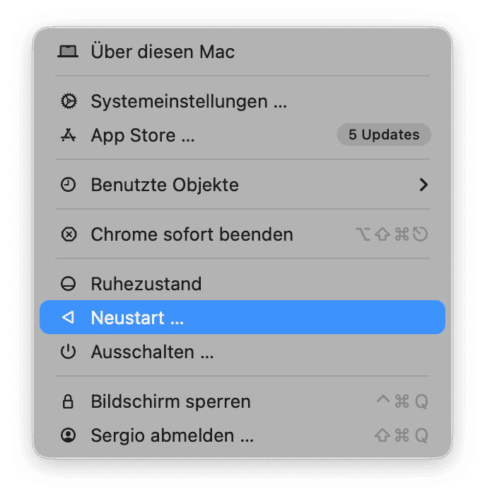 Starten Sie Ihren Mac neu