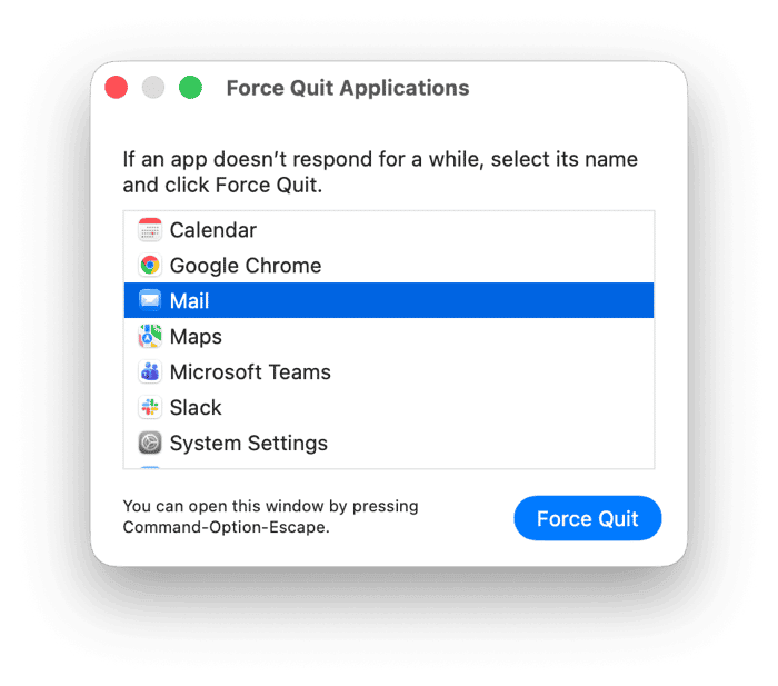 Force-Quit Mail