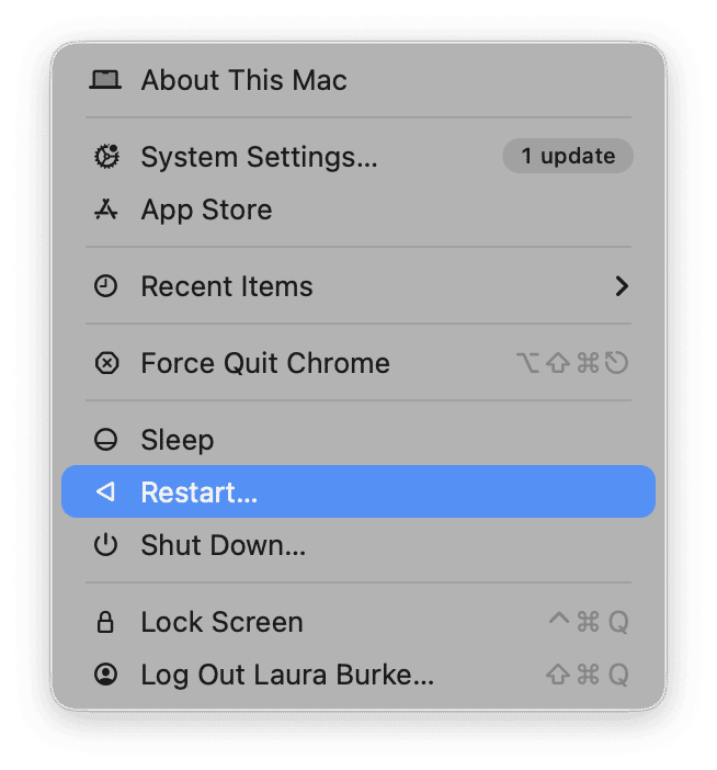 How to restart the Mac
