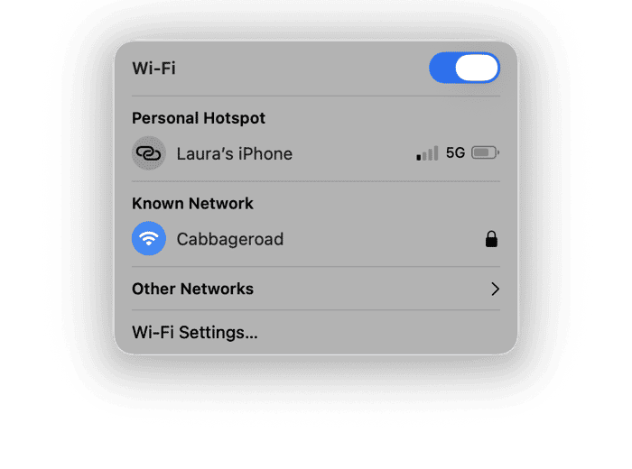 Turn off Wi-Fi from the menu