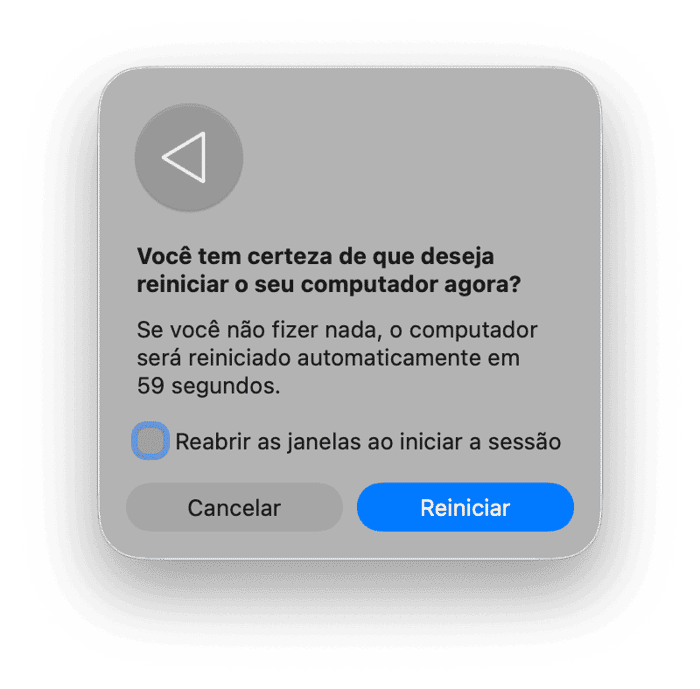 No menu Apple, na parte superior esquerda da tela, selecione Reiniciar