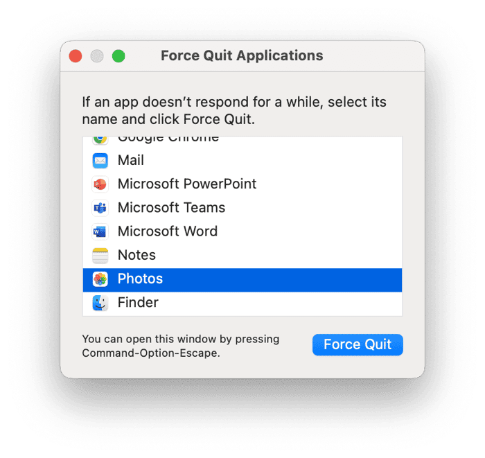 Force Quit from the main Mac menu