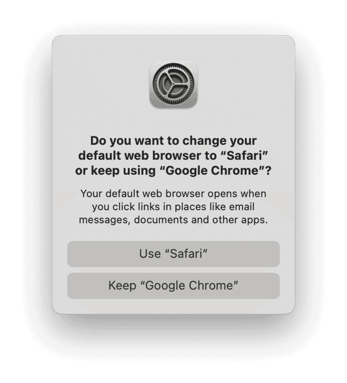 Set Safari as your default browser from Safari itself