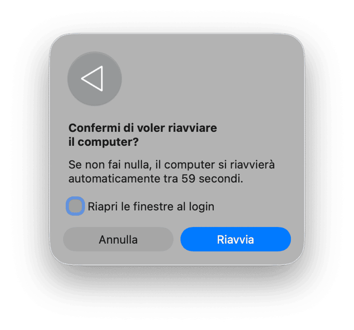 Riavvia il Mac