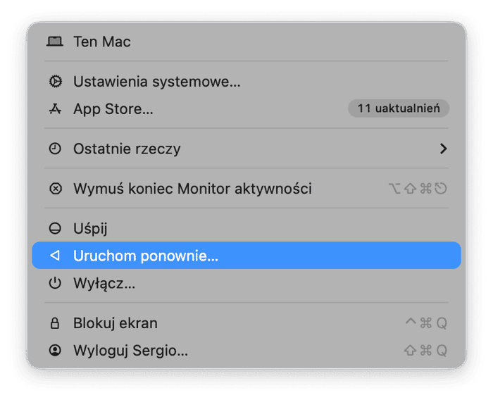 Uruchom Maca ponownie
