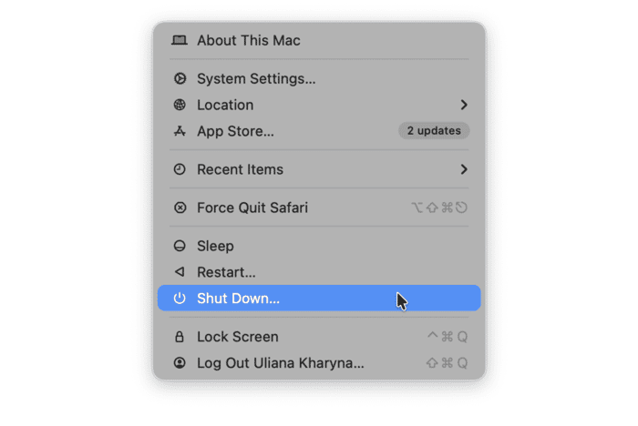 Shut down Mac