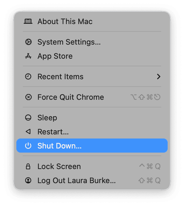 Fully shut down Mac