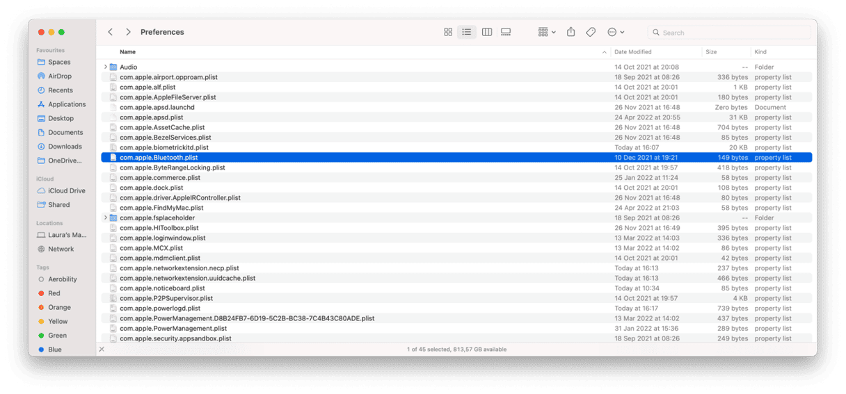 Bluetooth plist file