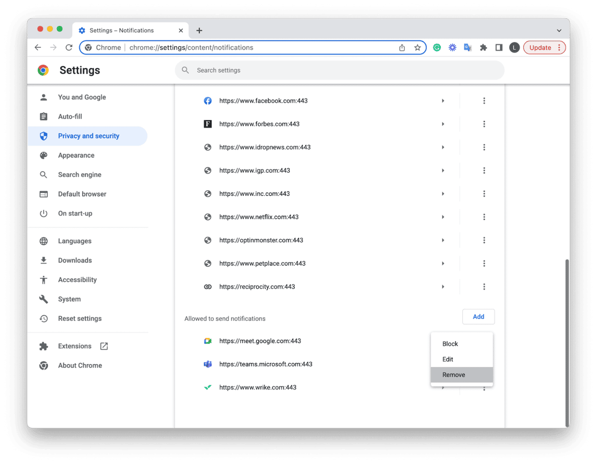 How to mute website notifications on Mac