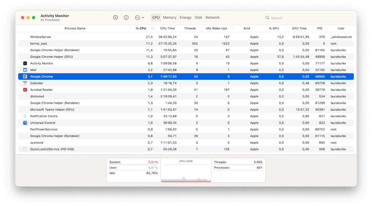 Activity Monitor on Mac