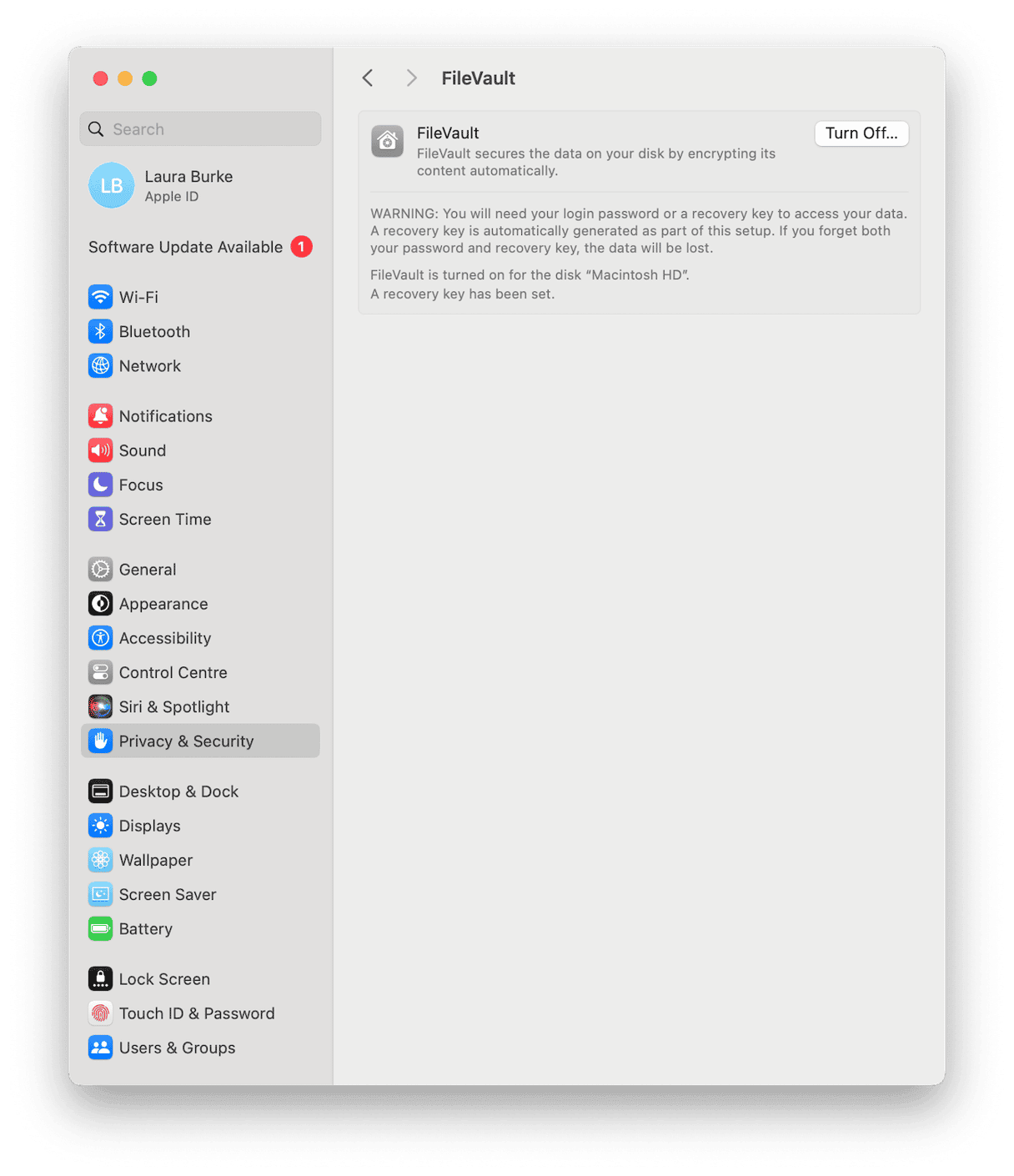FileVault disk encryption