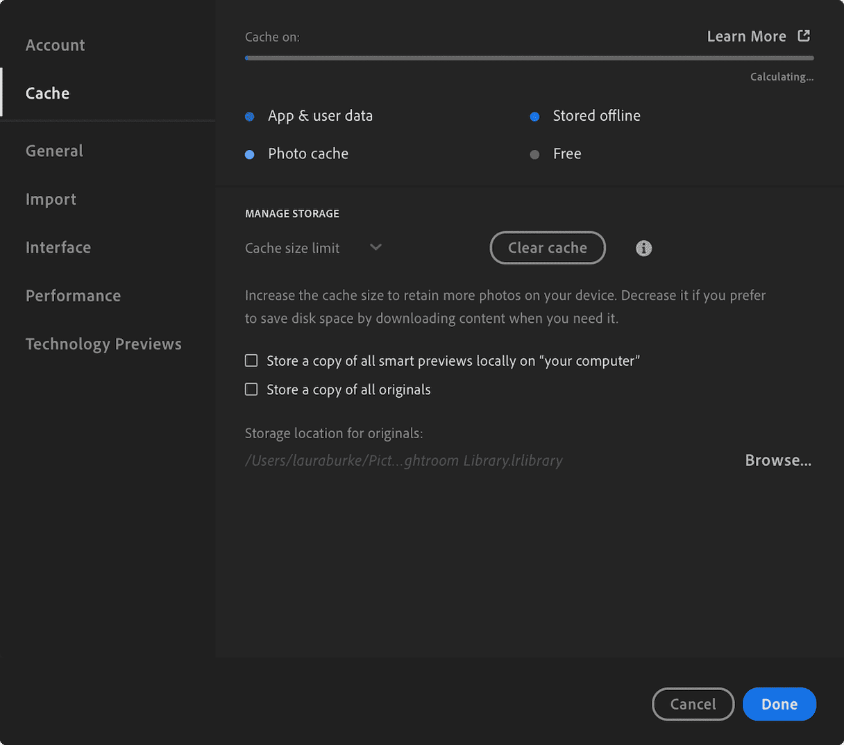 How to check the default cache size on Mac